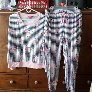 Carisma Women's Striped Pajama Set with Floral Accents